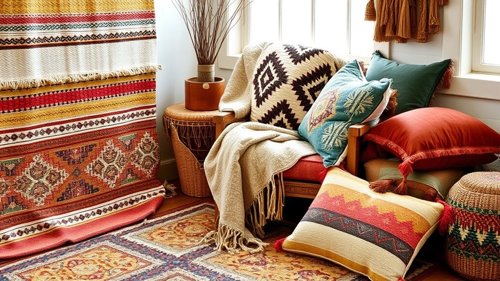 boho layered textile decor
