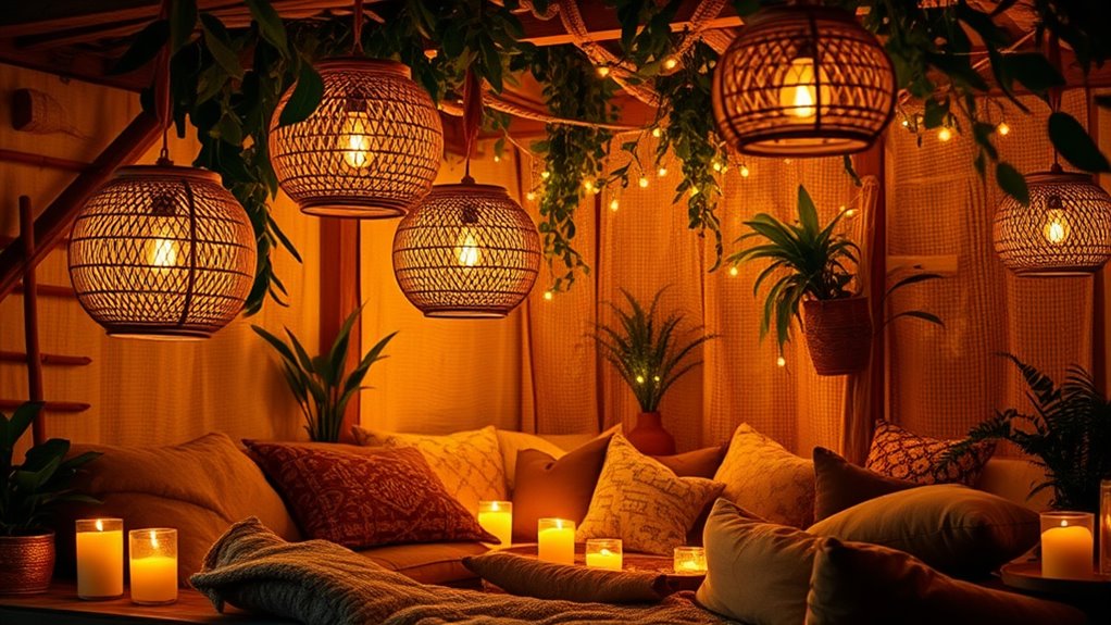 boho lighting and candles