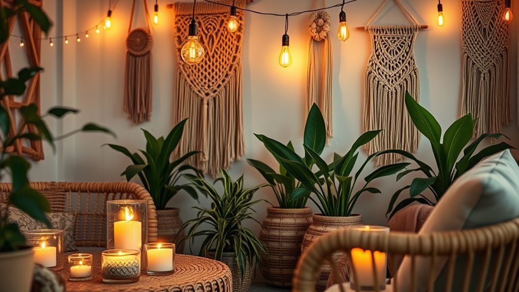 boho lighting candle ambiance