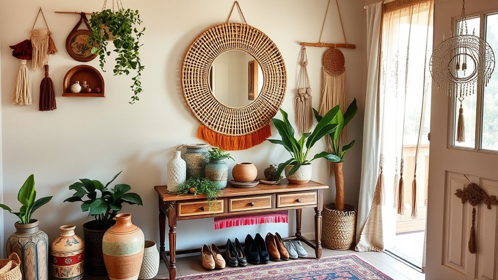 boho style entryway decor