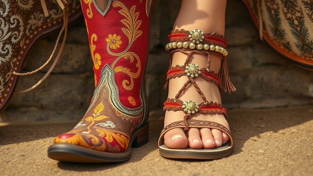 colorful embroidered artistic footwear