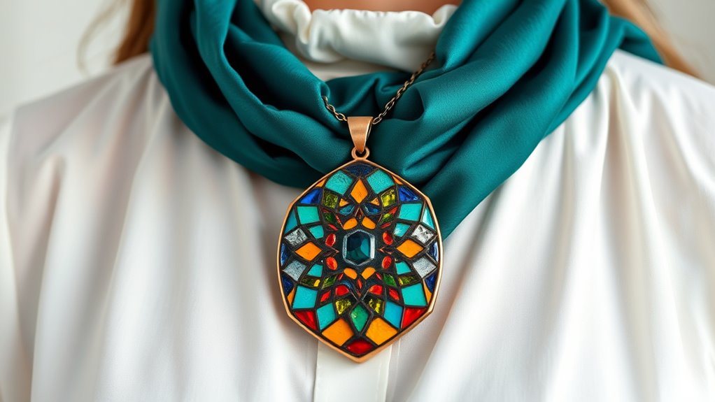 colorful pendant enhances simple outfits