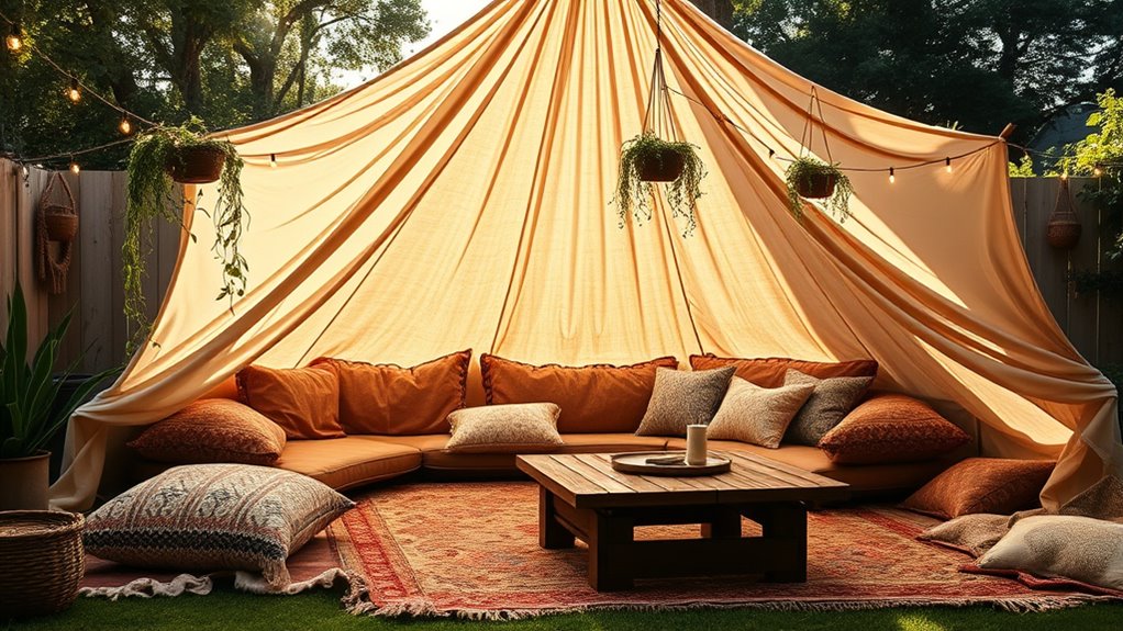 cozy coverings enhance outdoor retreat