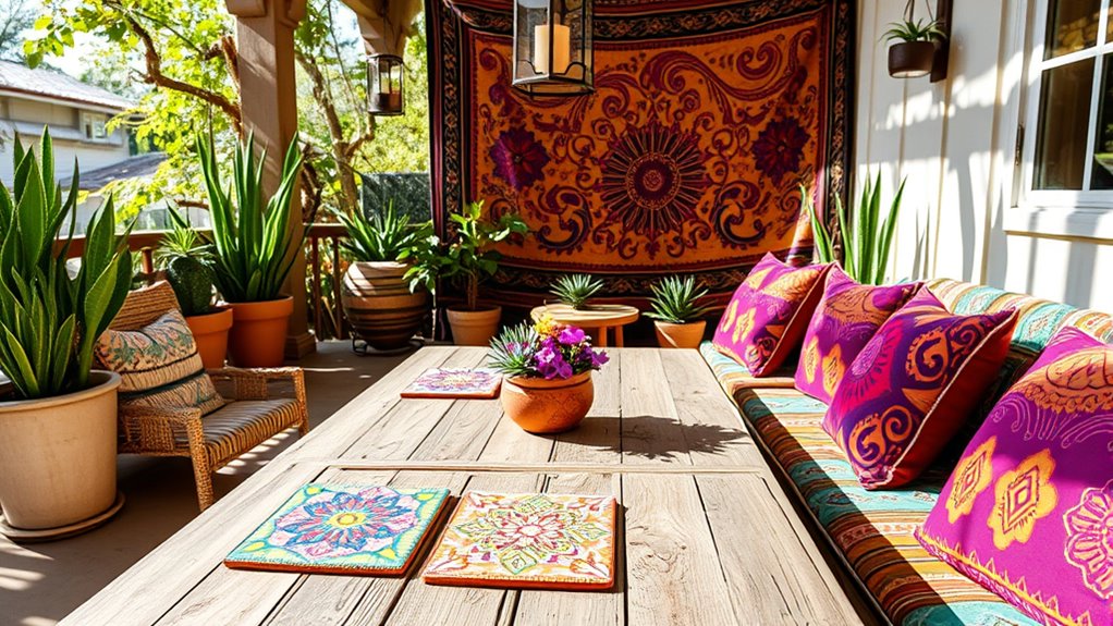 eclectic colorful outdoor decor