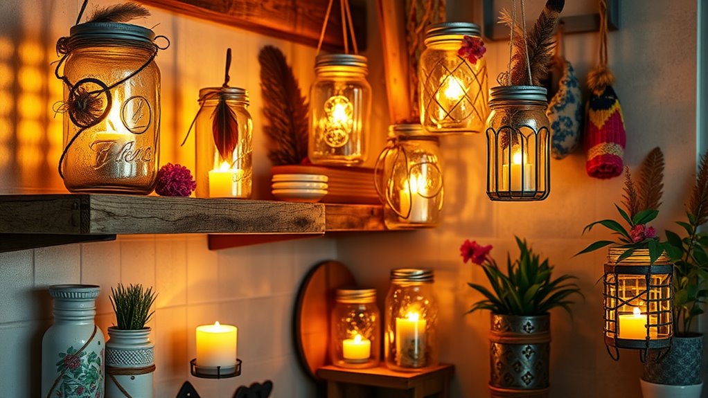 eclectic mason jar display