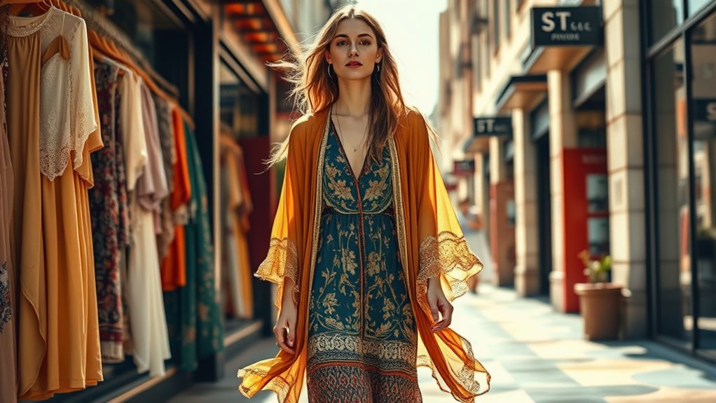 flowy layered boho clothing