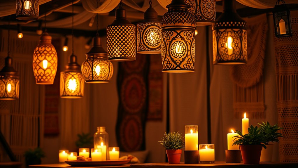 layered boho lighting accents