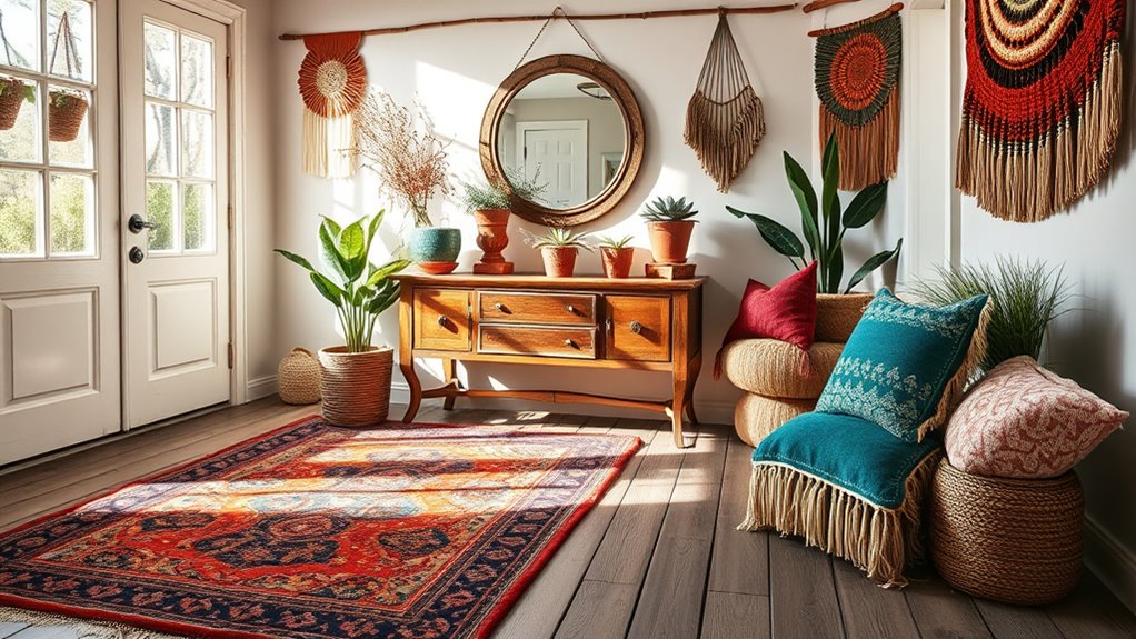 layered eclectic textile decor