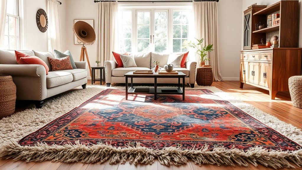 layered rug boho style