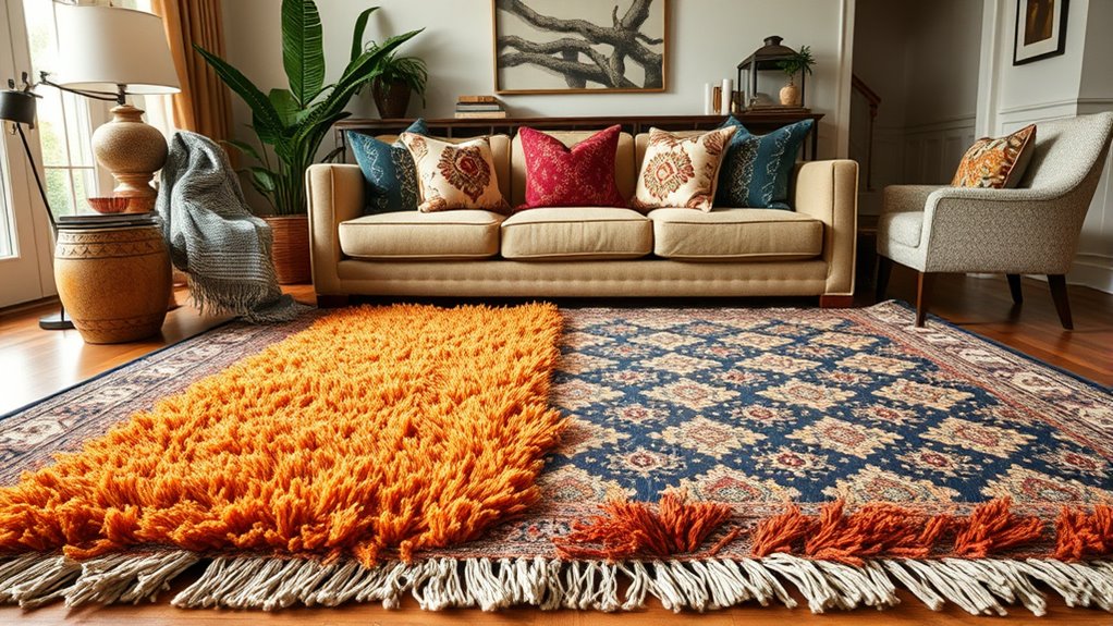 layered rugs as focal points