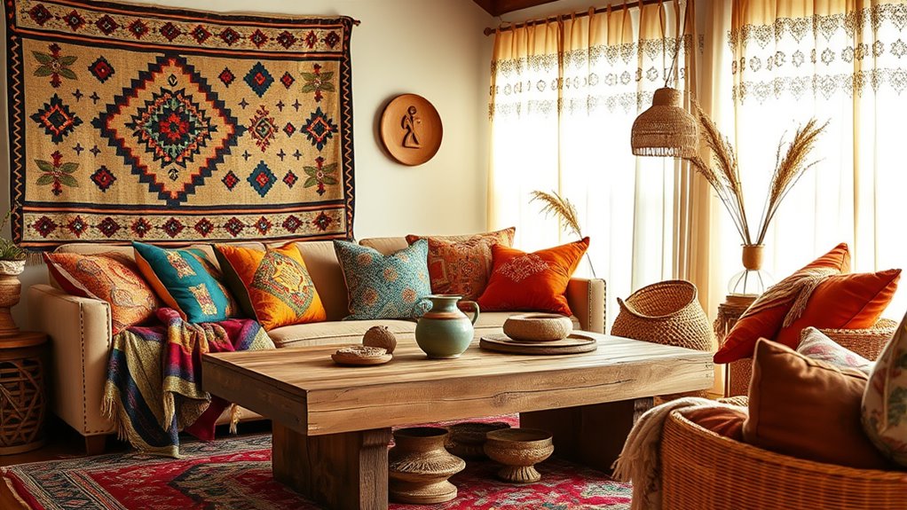 layered textiles and decor