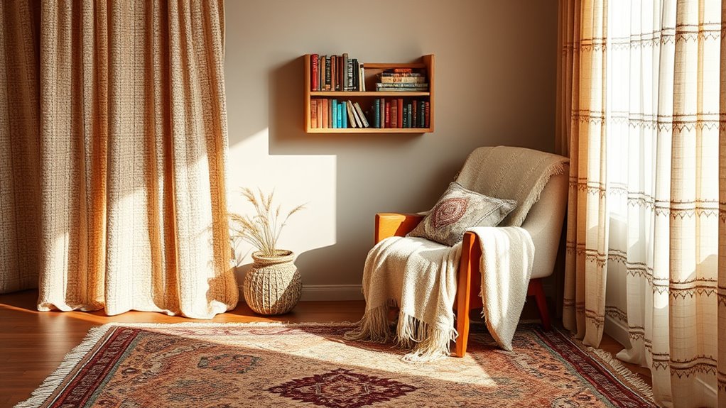 layered textiles and plush rugs