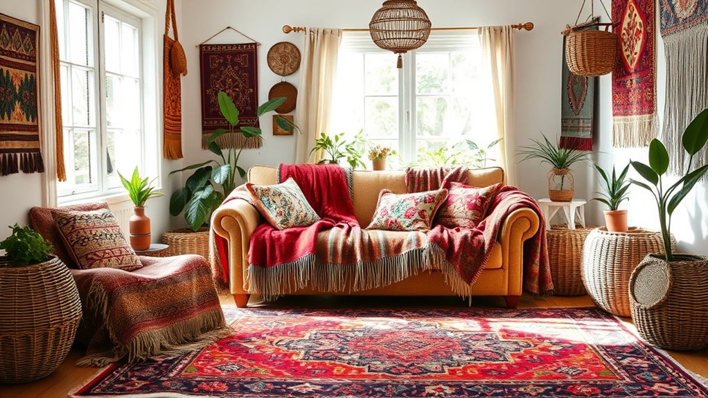 layered textiles create cozy ambiance