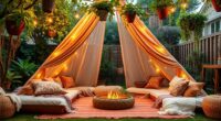 outdoor boho teepee lounge