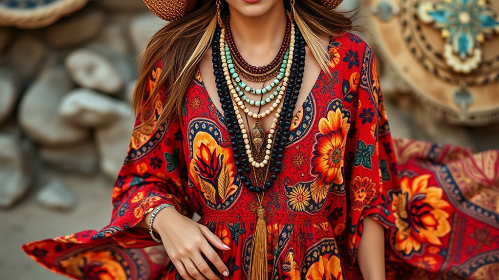 patterned accessories enhance boho style