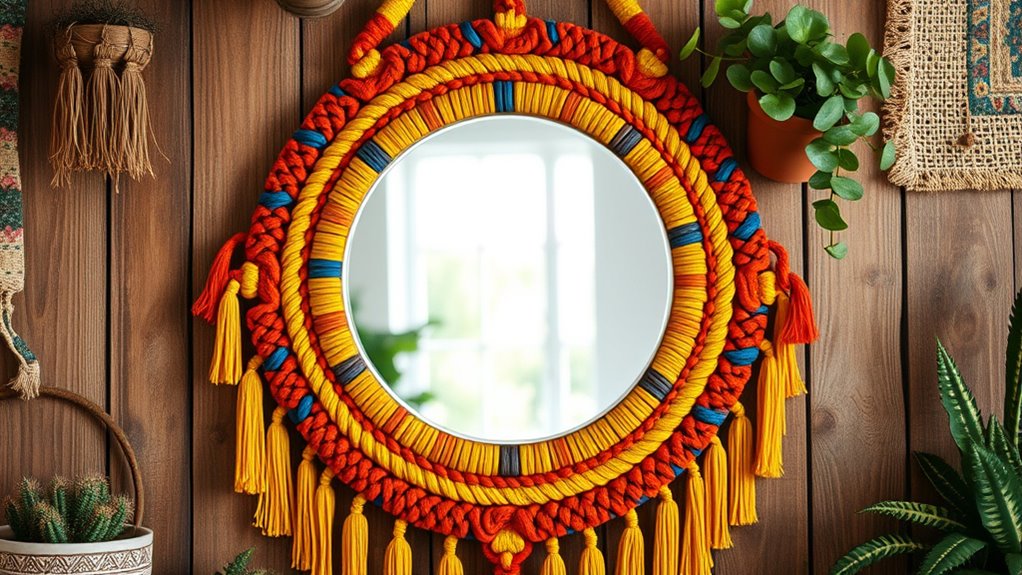 vibrant boho mirror border