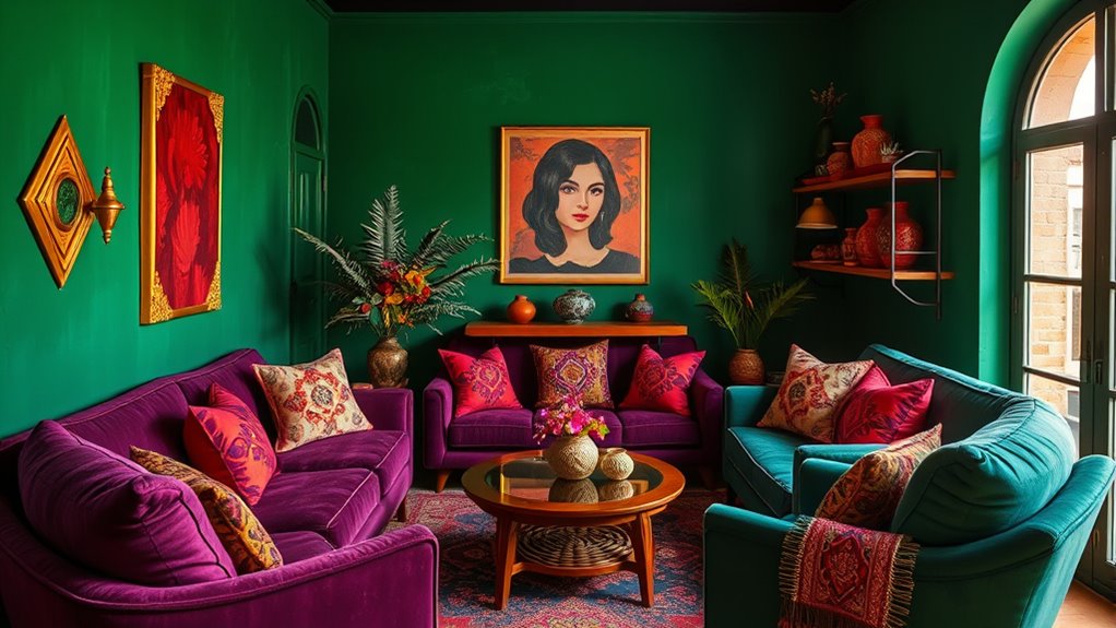 vibrant jewel tone accents