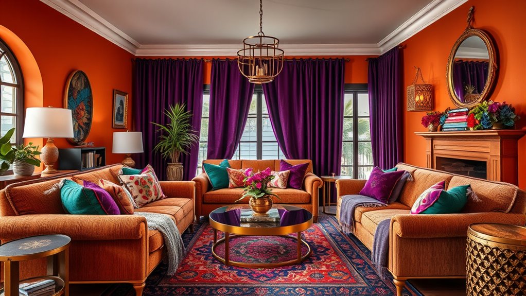 vibrant jewel tones layering