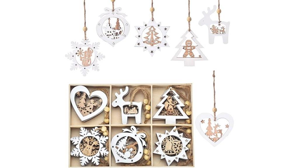 24 wooden christmas ornaments