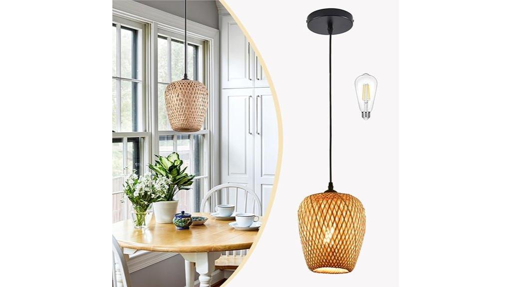 bamboo wicker pendant light