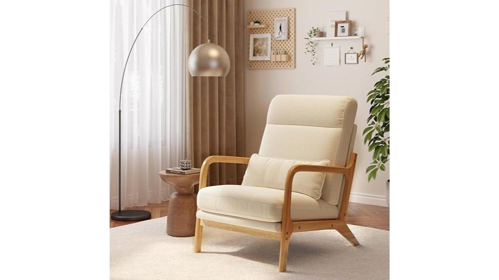 beige linen accent chair