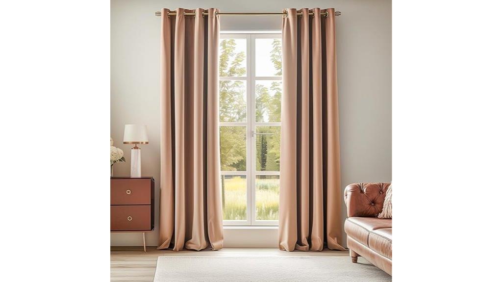 beige velvet curtain panels