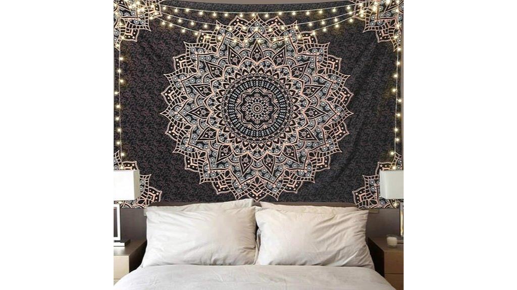 black mandala wall tapestry