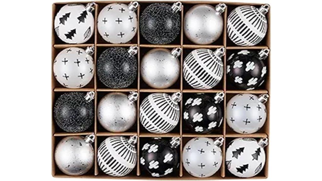 black white christmas ornaments