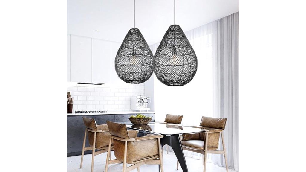 black woven pendant light