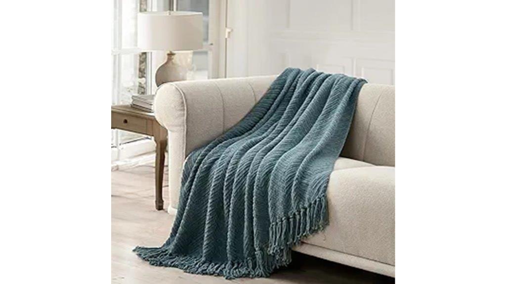 blue chenille knit blanket
