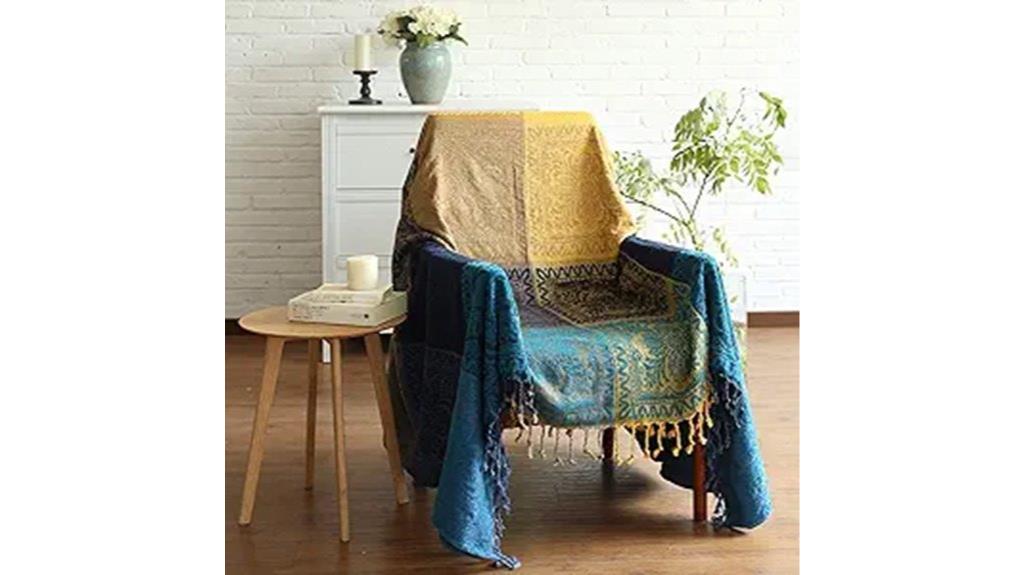 bohemian blue reversible blanket