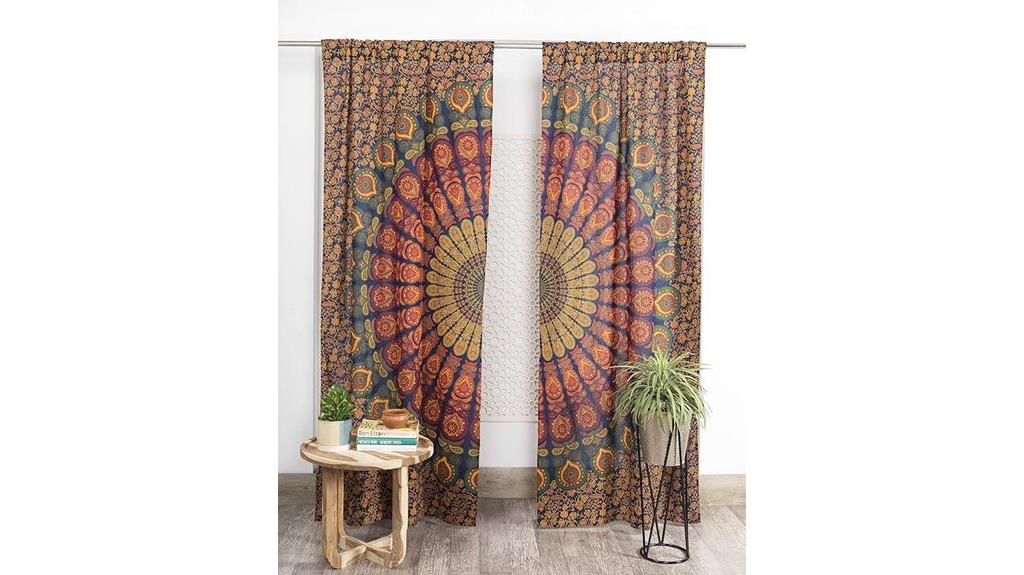 bohemian peacock mandala curtains