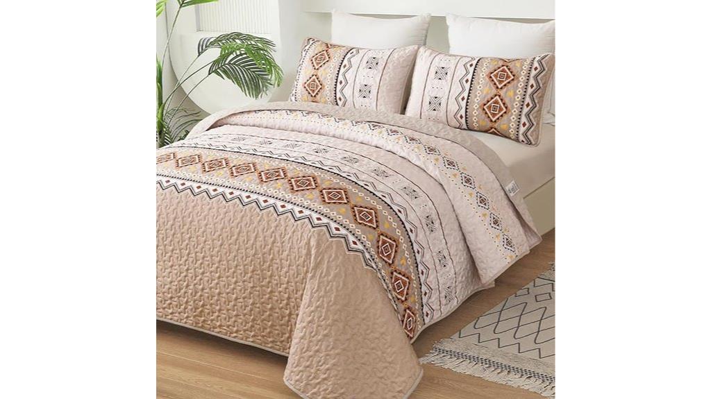 boho beige queen quilt