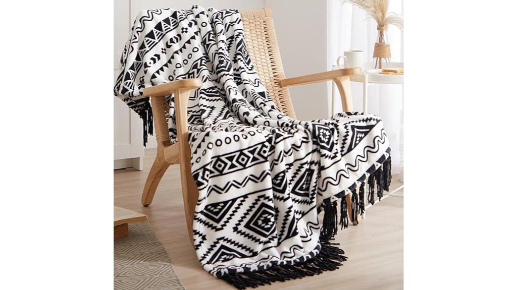 boho black white blanket