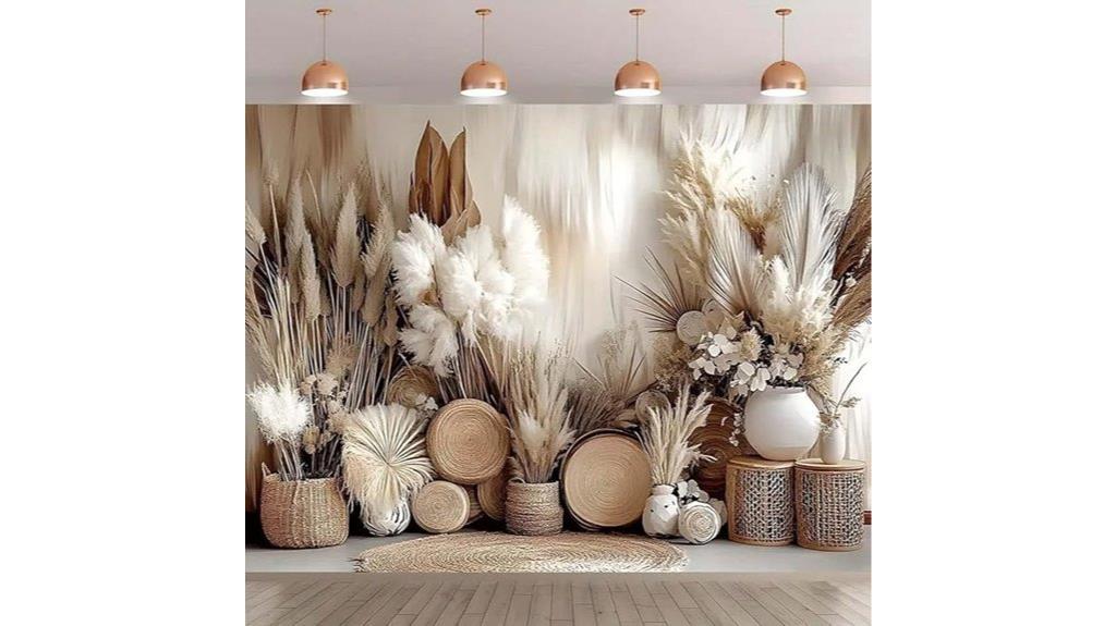 boho floral pampas backdrop