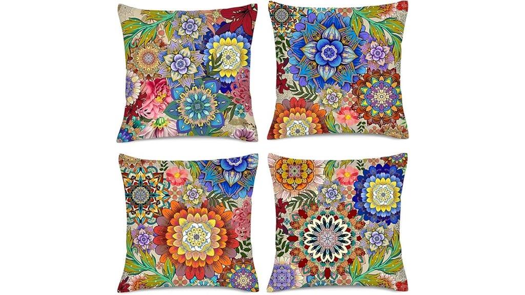 boho floral pillow set