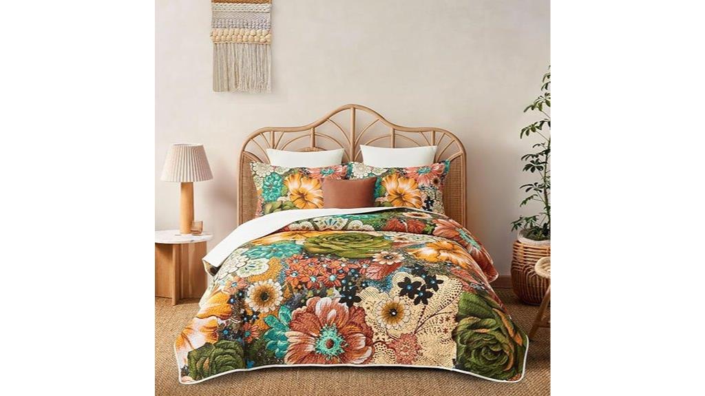boho floral reversible bedding