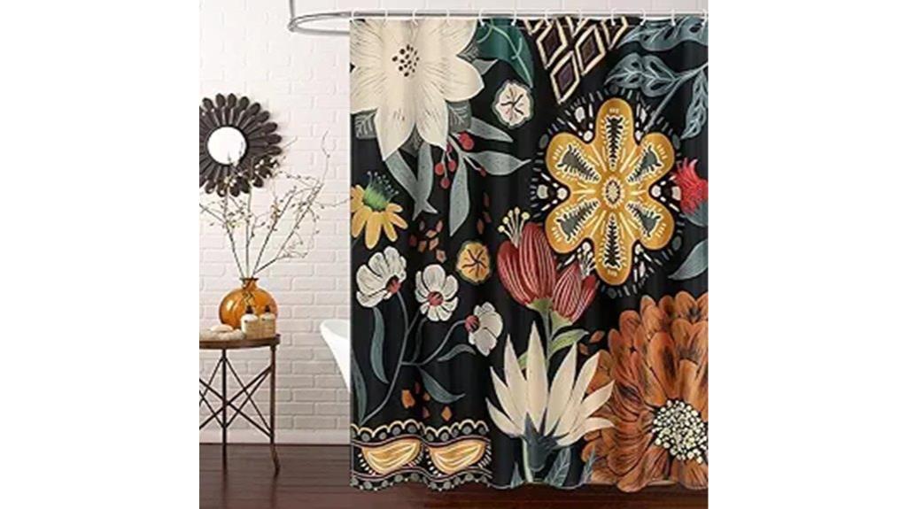 boho floral shower curtain