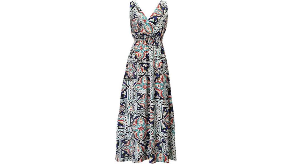 boho floral v neck maxi