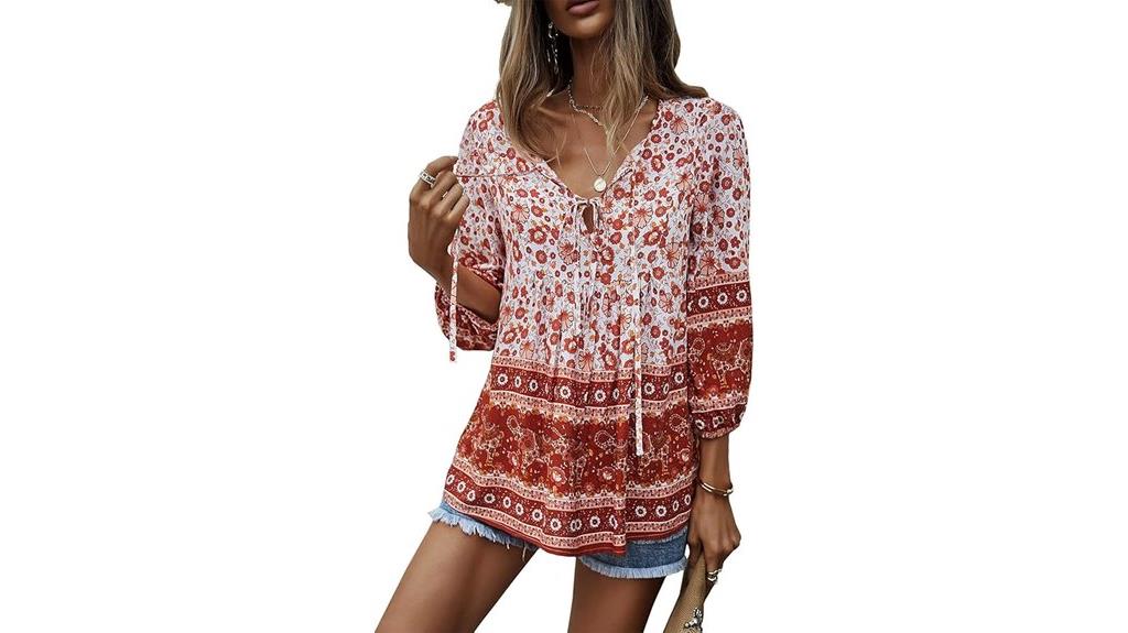 boho floral v neck top