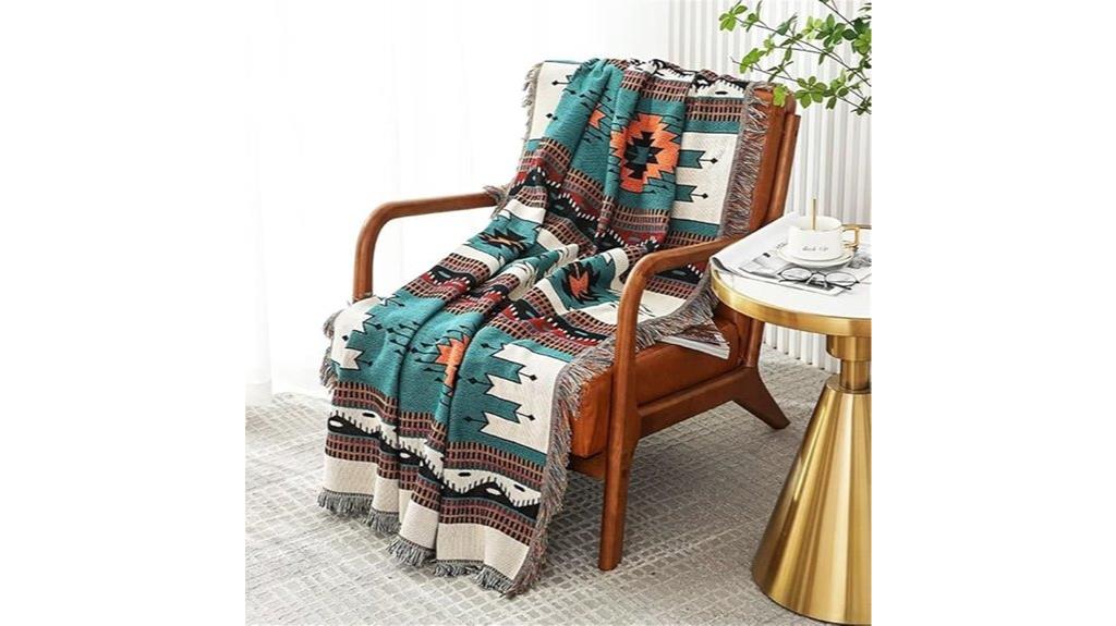 boho green aztec blanket