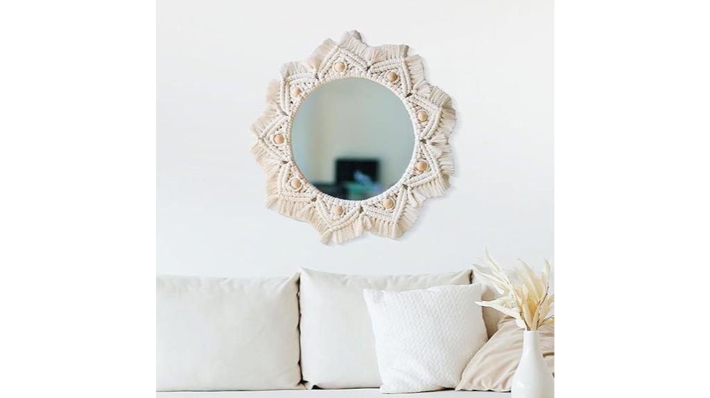 boho handwoven bathroom mirror