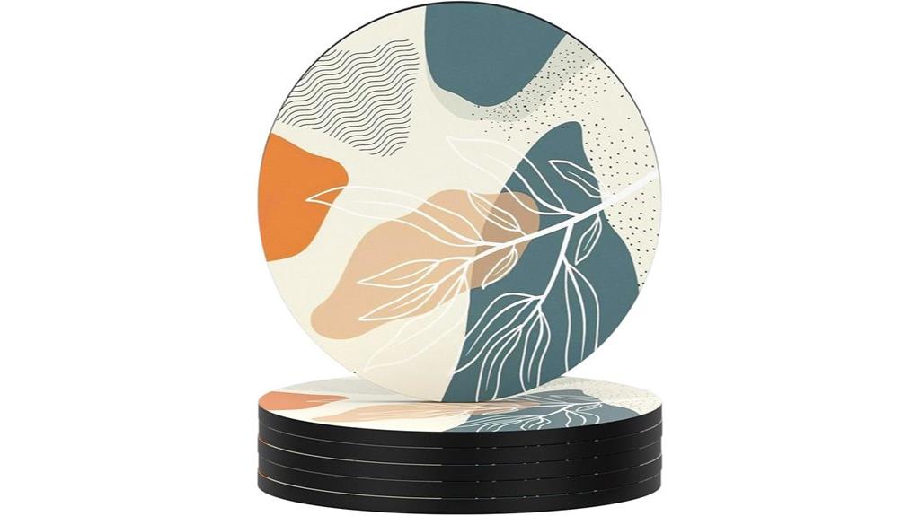 boho leaf drink coasters