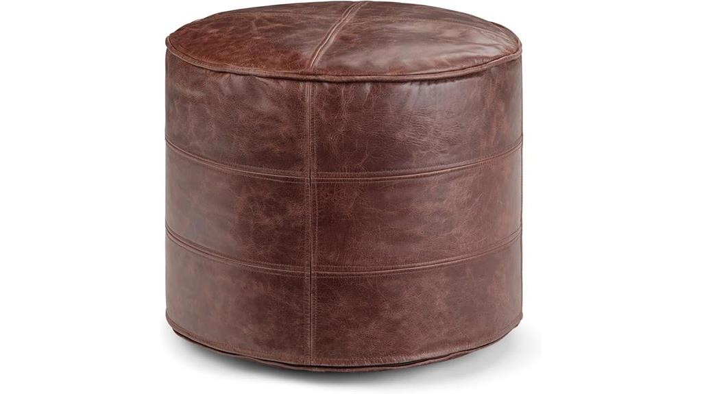 boho leather round pouf