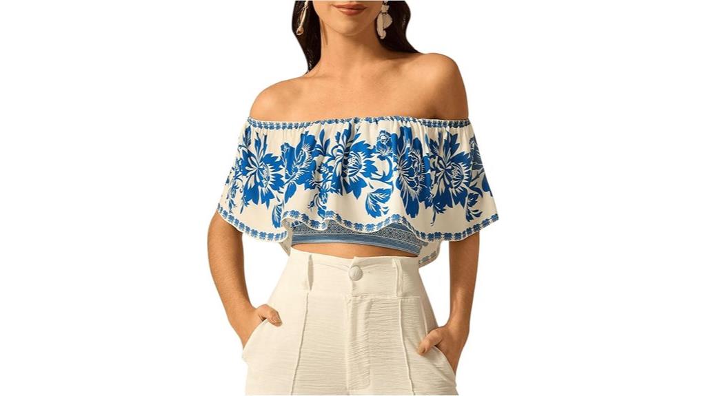 boho off shoulder crop top