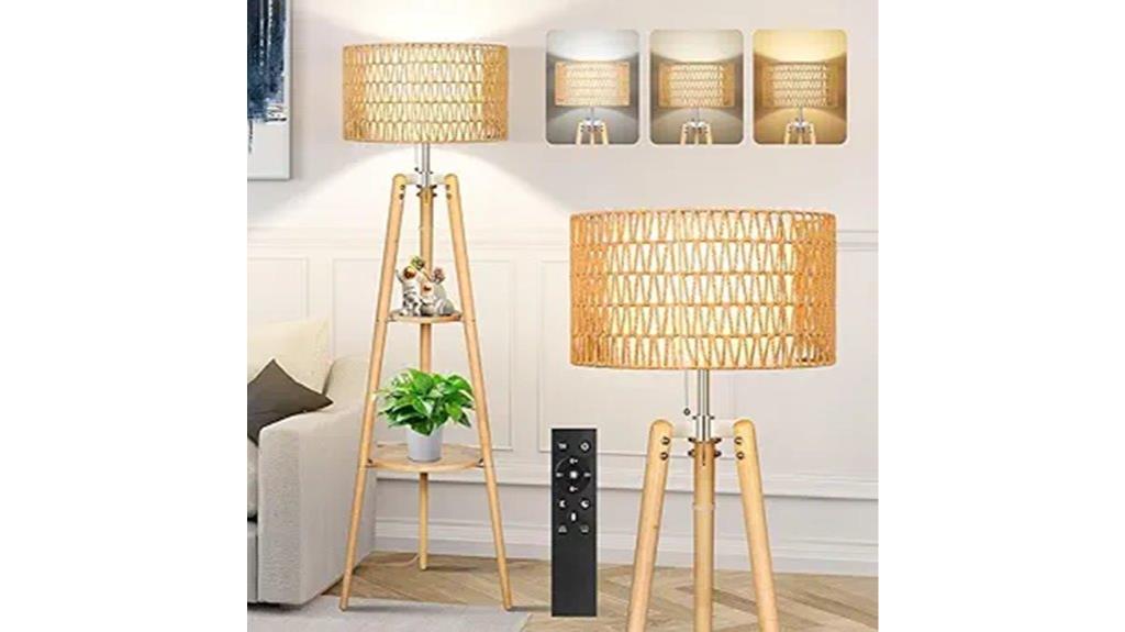 boho rattan floor lamp