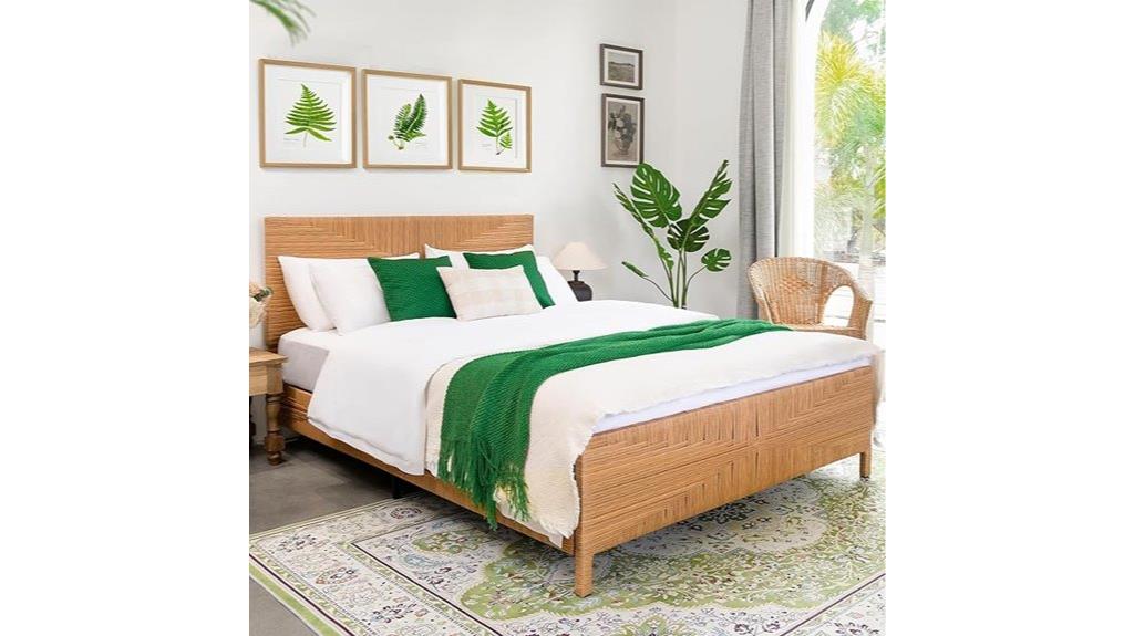 boho rattan king bed