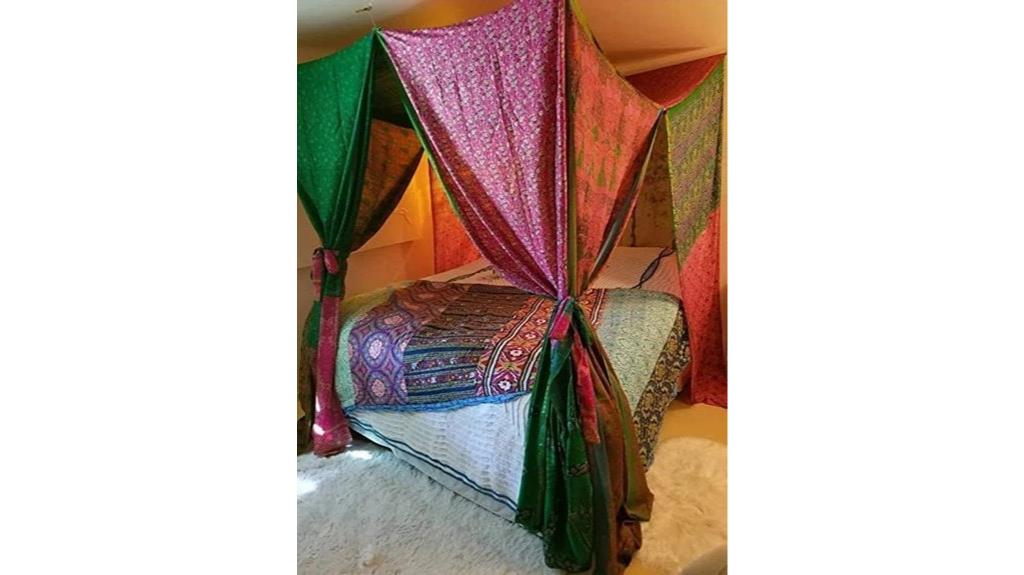 boho silk bed curtain