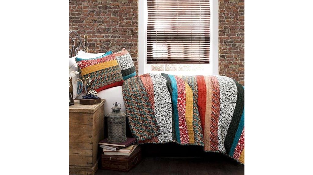 boho stripe cotton quilt
