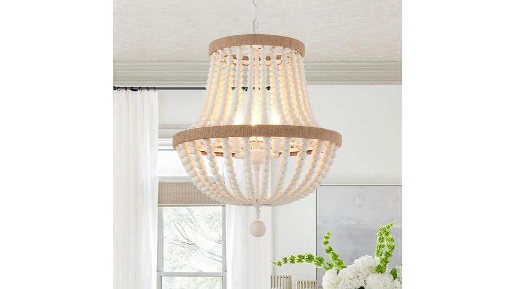 boho wood bead chandelier